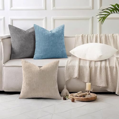 decorUhome Soft Chenille Dark Grey Throw Pillow Covers 26X26 Set of 2 - Image 2