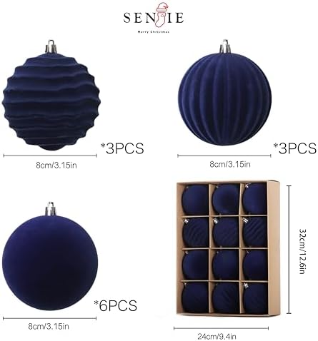 3.15In Velvet Ornaments for Christmas Tree,12Pcs Christmas Ornaments Set - Image 4