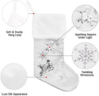 GEX Christmas Stockings 5 Pack for Family 20" Large Silver Gray Satin with Sequins Faux Fur Rhinestones Embroidered Classic Luxury Fireplace Tree Decorations Ornament for Xmas Season (Set of 5) - Image 3