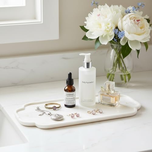 Marmor Marble Perfume Tray Bathroom Tray for Decorative,Candles,Jewelry Stone Vanity Tray,Kitchen Counter Decor and Home Decorative Tray(Calacatta Marble) Jewelry Tray Unique Festival Gifts - Image 5