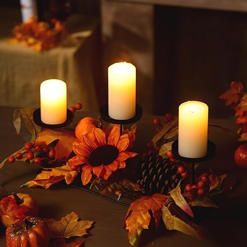 Yaomiao Thanksgiving Fall Table Centerpiece Candle Holders Metal Rustic - Image 5