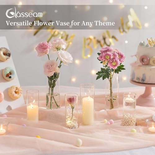 Glasseam Glass Cylinder Vase in Bulk: 32Pcs Small Bud Vase for Centerpieces - Image 5