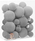 Sea Team 32-Pack Flocked Velvet Christmas Ball Ornaments, Gray by SeaTeam