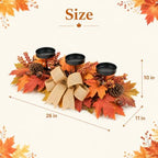 Fall Candle Holder Centerpiece with Maple Leaves, Pinecones, Berries & Burlap Bow,Thanksgiving Table Centerpiece Decoration for Dining Table, Mantel & Autumn Harvest Home Décor - Image 4