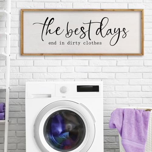 comurdyo Laundry Room Sign Wall Decor 32×12 Inch Wood by comurdyo