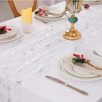 Snowkingdom 6 Pcs Christmas Snowflake Table Runners, 120 Inch Sheer Chiffon Gauze Cheesecloth, Silver Glitter Sequin Metallic Party Dining Table Decorations for Christmas Winter Holiday New Year - Image 7