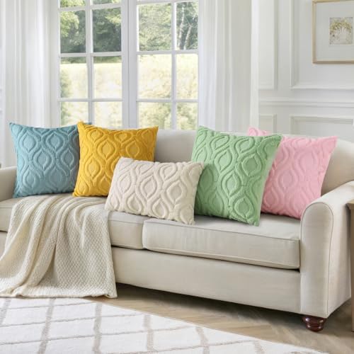 decorUhome Faux Fur Light Sage Green Throw Pillow Covers 26x26 Set of 2 - Image 6