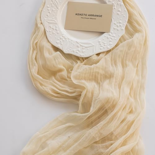 6Pcs Beige Cheesecloth Table Runner 120 Inches for Party Home Decorations - Image 2