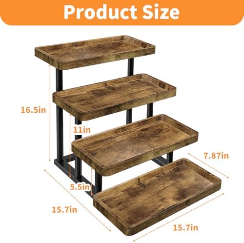 4 Tier Cupcake Stand, 15.7" Large Wooden Serving Tray - Image 2