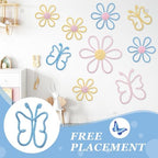 Wesiti 9 Pcs Boho Nursery Decor 3 Size Daisy Flower and Butterflies Woven Macrame Wall Hanging for Home Nursery Bedroom Dorm Wall Art(Classic Color) - Image 4