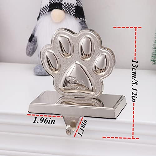 Christmas Stocking Holders for Fireplace Mantle Dog Paw Mantle Stocking Hangers Sliver Sturdy Stocking Hook for Tables Window Fireplace Home Decoration (1,Dog Paw) - Image 4