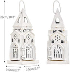 Sungmor Cast Iron Church Lantern Candle Holder, 10.2 Inches Tall & White - Image 6