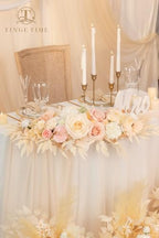 TINGE TIME Champagne Pink Flower Garlands, 2 PCS Artificial Eucalyptus Garlands, Handcraft Artificial Rose Arch Flowers for Wedding Arch Sweetheart Table Ceremony Backdrop Decorations for Home - Image 5