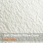DEZENE Pack of 2 Cream White Decorative Throw Pillow Covers 22x22 Cozy Soft Chenille Accent Vintage Square Couch Pillow Covers for Home Decor Bed Sofa Living Room - Image 3