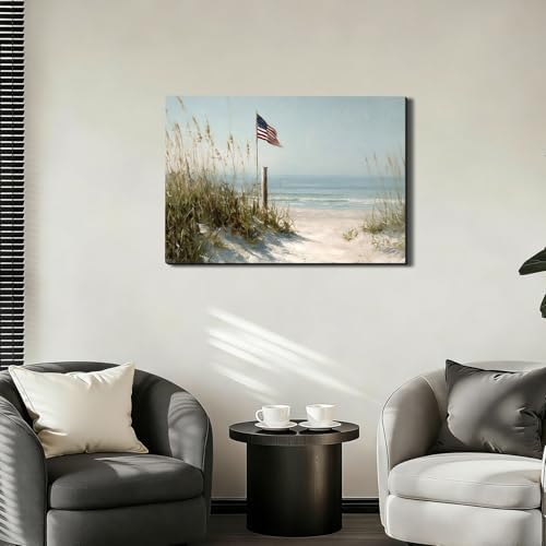 Ship Next Day – Patriotic Canvas Wall Art, American Flag Pictures, Framed Canvas Prints, Americana Wall Decor, Coastal Beach Canvas Prints, Living Room Artwork, Rustic Farmhouse Decor - Image 7