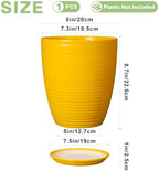 Ceramic Plant Pot - 8 Inch Planter Pot with Drainage Hole and Saucer Round Planter for Indoor Outdoor Plants Flower Pot for Home Patio Garden Office Yellow - Image 3