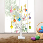 2 Pack Easter Decorations 24 Inch Artificial Lighted Easters Egg Tree, Pre-lit White Birch Tree with 12 Hanging Egg Ornaments for Party Birthday Home Spring Decoration - Image 5