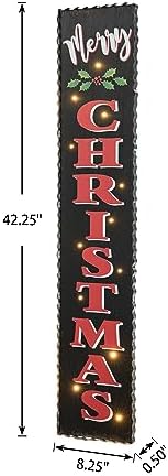 Glitzhome 42" H Lighted Wooden Black Christmas Porch Sign, Rustic Merry Christmas Vertical Porch Décor, Standing Hanging Holiday Party Signs Wall Door Decorations for Xmas - Image 2
