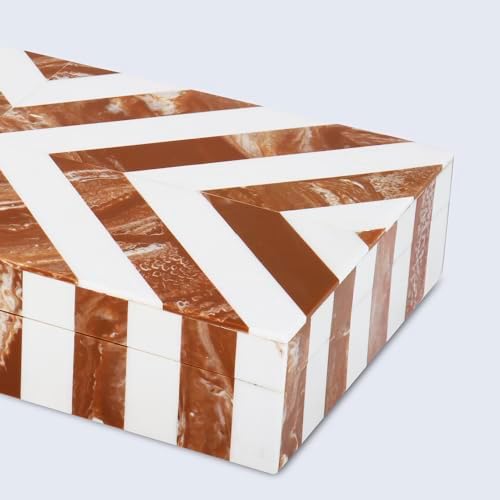 Handicrafts Home Large Decorative Storage Box 12x6– Coffee Table Organizer Box, Modern Home Décor Accent, Keepsake Memory Box, Jewelry Storage Box, Boho Decorative Box with Lid for Shelf, Mantle Decor - Image 5