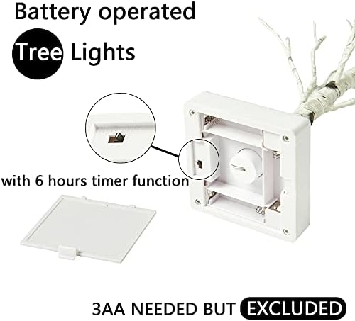 Fudios Lighted Birch Tree with Timer Battery Operated 18in Home Decor Tabletop, Pre lit Artificial Birch Trees with 24 LED for Wedding Christmas Party 2 Sets - Image 2