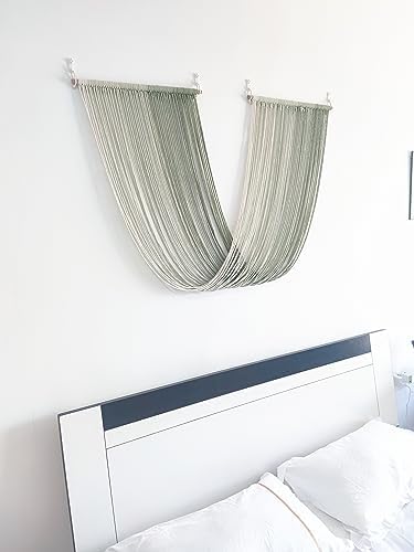 QULBUJ Dip Dye Large Macrame Wall Hanging Tie-Dye Yarn Tapestry Home Boho Wall Decor Ombre Art Headboard Bedroom Living Room 52" Wx34 L,Green - Image 7