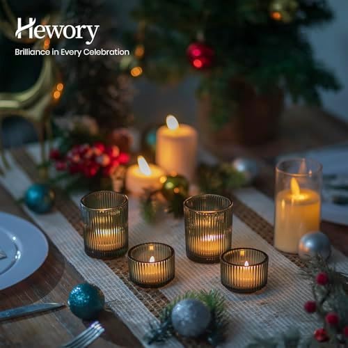 Hewory Glass Tealight Candle Holder: 24 PCS Green Votive Candle Holders - Image 2