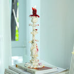 Sungmor Cast Iron Candle Holder, 10.2in White Noblewoman Figurine Design - Image 4