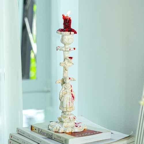 Sungmor Cast Iron Candle Holder, 10.2in White Noblewoman Figurine Design - Image 4