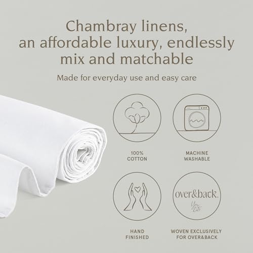 Over&Back 18x90 Woven Chambray Cotton Table Runner - Washable Table Runners for a Custom Home Decor Tablescape - Coffee Table, Dinner Table, Living Room - White - Image 2