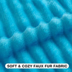 FUTEI Pack of 2 Faux Mink Fur Throw Pillow Covers 22x22 Inch, Sky Blue - Image 2
