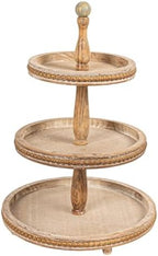 Round 3-Tier Decorative Wood Tray by Unknown