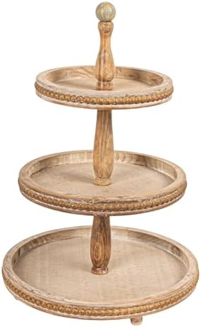 Round 3-Tier Decorative Wood Tray by Unknown