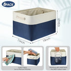 meekoo 8 Pack Fabric Storage Bins Baskets, 15 x 11 x 9.5 in, Blue White - Image 3
