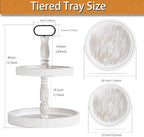 Decorative Tray - Two Tiered Tray Cupcake Stand Farmhouse Rustic 2 Tiered Serving Tray for Home and Kitchen Decor, Party, Weddings-Holiday Decoration Customizable Display Options(White) - Image 2