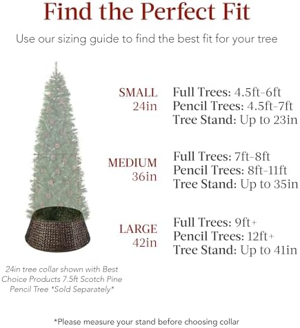 Best Choice Products 42in Christmas Tree Collar, Woven Hyacinth 4-Piece Holiday Rattan Tree Skirt Accessory for Home w/Cord Cut-Out - Chestnut - Image 2