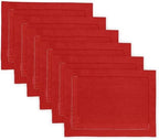 Solino Home 100% Pure Linen Placemats Red Hemstitch, 14 x 19 in, Set of 6 by SolinoHome