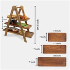 3 Tier Wooden Serving Tray Stand for Snacks Desserts Cheese Cupcakes Tiered Food Display Rack for Parties Weddings Housewarming Farmhouse Style 20.5 Inch - Image 4