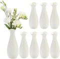 Qinyoung 8 Set White Ceramic Vases for Flowers, 8'' Small Vase, Stylish by Qinyoung