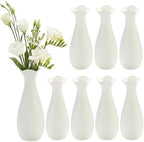 Qinyoung 8 Set White Ceramic Vases for Flowers, 8'' Small Vase, Stylish by Qinyoung
