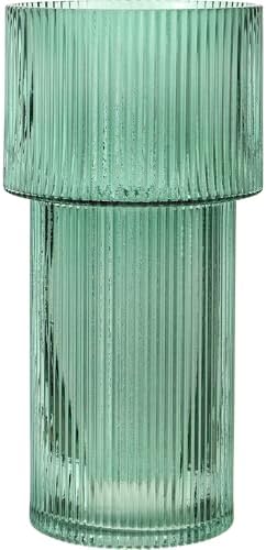 Large Glass Vase, 12 Inches Tall Vase for Flowers, Green Flower Vases for Bouquet, Modern Green Glass Vases for Living Room, Dining Table, Office, Entryway, Mantle, Shelf, Wedding Gifts by YANWE