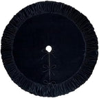 Ruffled Velvet Christmas Tree Skirt with Foam Padding, Nylon Backing and Lace-Up Tie Closure (Black, 84-Inch) - Image 3
