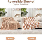 Snuggle Sac Checkered Orange Throw Blanket for Fall,Super Soft Reversible Cozy Warm Blanket for Couch Sofa Bedroom,Cute Lightweight Striped Throws for Women,Heather Orange,60x80 inches - Image 3