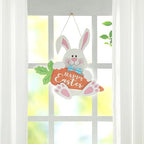 Glitzhome Happy Easter Rabbit and Carrot Hanging Sign Decor, 14" H Wooden Bunny Carrot Door Hanger with Ropes, Easter Theme Sign for Home Window Wall Farmhouse Indoor Outdoor Spring Decorations - Image 5