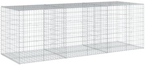 vidaXL Gabion Basket with Cover 118.1"x39.4"x39.4" Galvanized Iron - Image 7