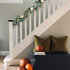 70 Inch Fall White Pumpkin Green Leaves Garland for Front Door, Fall Green Leaves Garland with Berries Pinecone Pumpkin for Indoor Outdoor, Fall Home Decor - Image 4