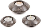 Tea Light Candle Holders Set of 3 – Handcrafted Natural Marble Tealight & Votive Holders in Graduated Sizes (4", 3.5", 3"), Decorative Stone Candle Holders for Home Décor & Table Centerpieces by ElysianMarble