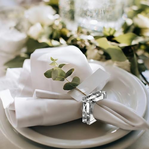 Set of 12 Crystal Glass Napkin Rings Clear Napkin Holder, 2.3 Inch - Image 5