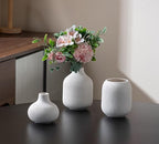 White Ceramic Vases for Decor, 3 Set Small Modern Minimalist Ribbed Vases Decorative for Table Shelf Decor Bookshelf Decoration Vase - Image 7