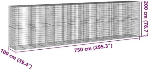 vidaXL Gabion Basket with Cover 295.3"x39.4"x78.7" Galvanized Iron - Image 3