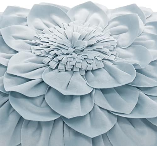 OiseauVoler 3D Flower Throw Pillow Covers Decorative Cushion Cases Soft Velvet Pillowcases Home Couch Car Bed Room Decor 18 x 18 Inch Blue - Image 3